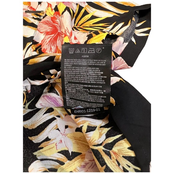 New Volcom Gen Wow Womens Cropped Tropical Floral Shirt Black XS - Picture 7 of 13